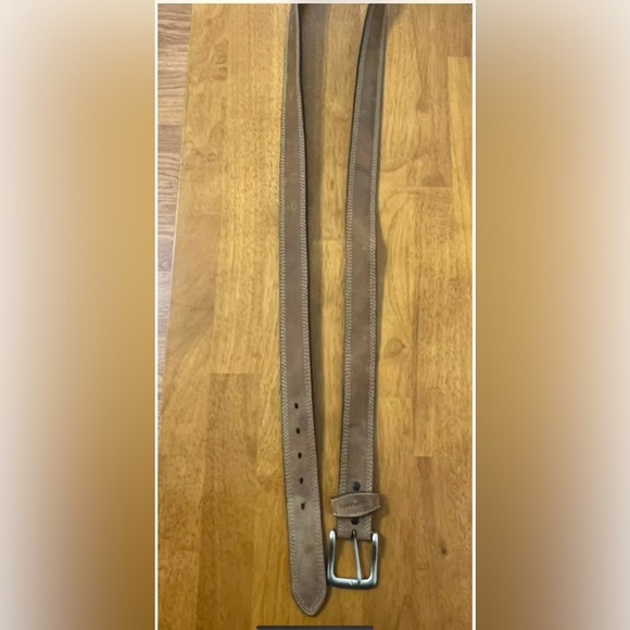 Carhartt Mens Belt Tan Italian Leather Suede Silver Tone Buckle Sz 54 Classic - Picture 7 of 12